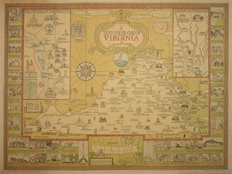 Map, Virginia, Pictorial, Charles W. Smith, Vintage Print, 1930s ...