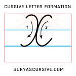 Capital Letter X in Cursive - SuryasCursive.com