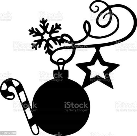 Christmas Toy Vector Clip Art Black And White Stock Illustration ...