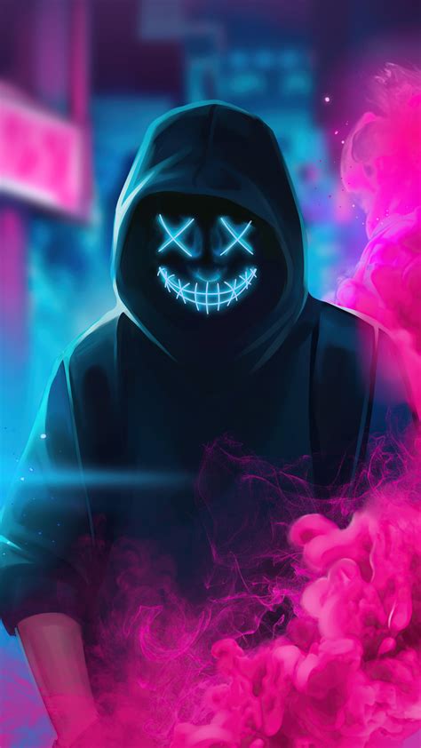 1080x1920 Neon Guy Mask Smiling 4k Iphone 7,6s,6 Plus, Pixel xl ,One Plus 3,3t,5 ,HD 4k ...