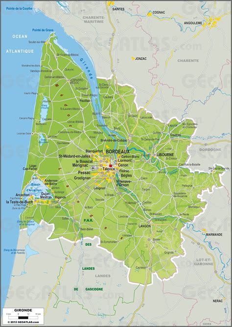 Carte de la Gironde - Gironde carte des villes, communes, relief, sites ...