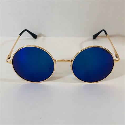 Mirrored Lens Circle Sunglasses | Circle sunglasses, Blue mirrored ...