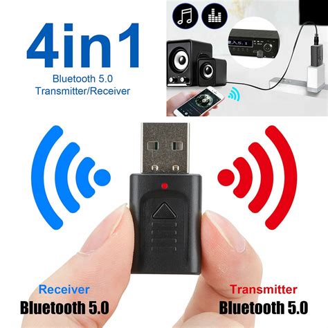 Bluetooth Receiver Transmitter, 4in1 Mini USB Bluetooth 5.0 Audio Transmitter & Wireless ...