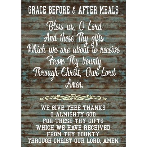 Grace Before and After Meals Prayer Home Rustic Retro Vintage Wood Wall ...