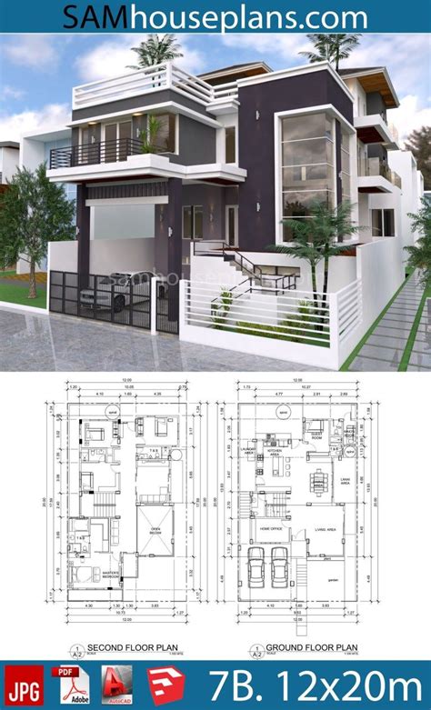 House Plans 12mx20m with 7 Bedrooms - Sam House Plans | House projects ...