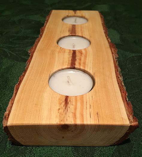 SALE Holiday Yule Log Candle Holders Flat Wood under