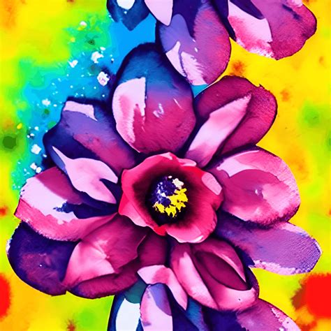 Watercolor Flowers with Rainbow Pattern · Creative Fabrica