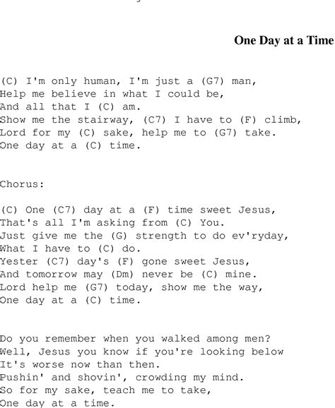 One Day at a Time - Christian Gospel Song Lyrics and Chords