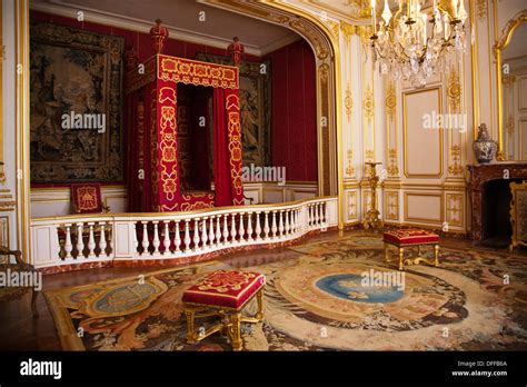 The bedroom of Louis XIV in Chateau de Chambord in the Loire Valley ...