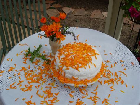 Thyme In A Bottle: Calendula Flower Cake, Pot Marigolds and Easter Ideas