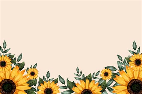 Free Vector | Watercolor sunflower border