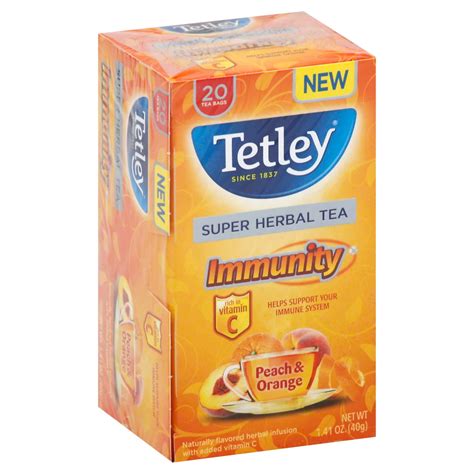 Tetley Super Herbal Tea Immunity Peach & Orange Flavor - Shop Tea at H-E-B