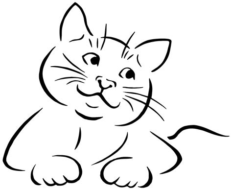 Cute Cat Outline Drawing