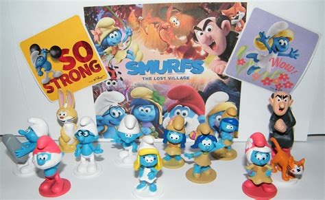 The Lost Village Smurfs Deluxe Figure Toy Set of 14 with Figures and Stickers Featuring The ...