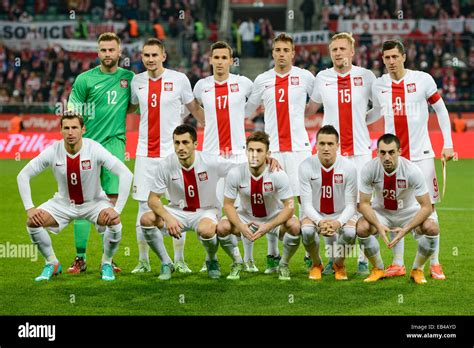 WROCLAW, POLAND - NOVEMBER 18, 2014: Polish national team before Stock ...