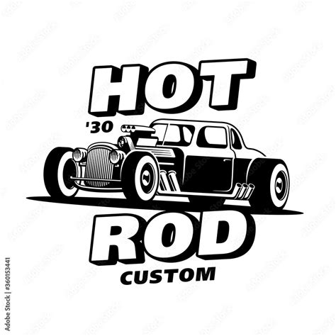 Retro Hot Rod Custom emblem logo vector illustration vector de Stock ...