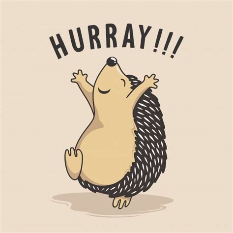 Premium Vector | Hedgehog jumping cartoon happy hurray porcupine | Ilustración de erizos ...