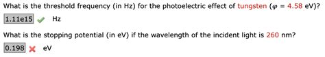 Solved What is the threshold frequency (in Hz) for the | Chegg.com