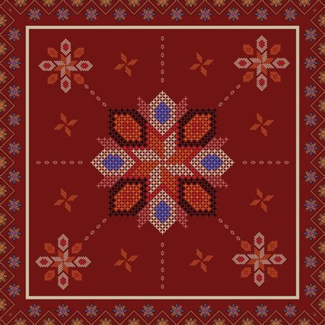 Premium Vector | A red carpet with a pattern of flowers and leaves.