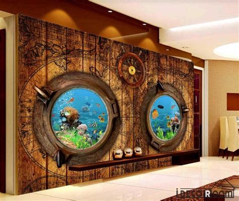 aquarium 3d photo wallpaper for walls - Google Search | Wall murals, Mural wallpaper, Living ...