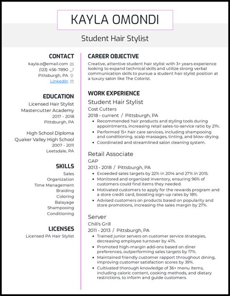 11 Hair Stylist Resume Examples [& Templates]