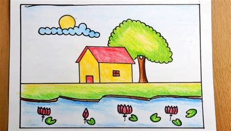 Nature landscape drawing | Beautiful landscape drawing | Scenery ...