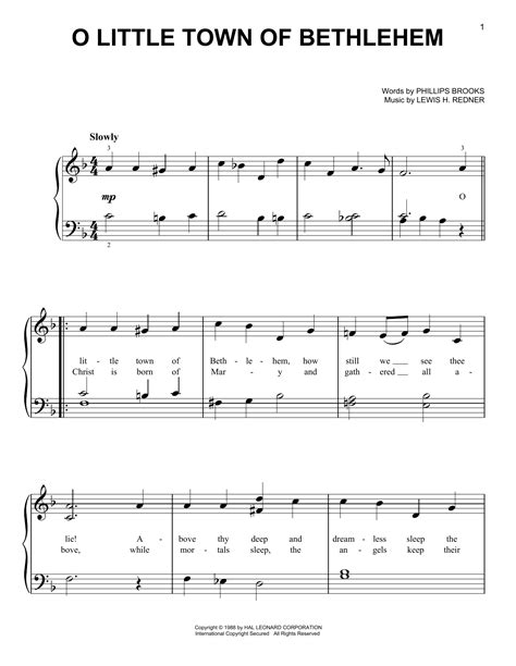 Phillips Brooks "O Little Town Of Bethlehem" Sheet Music Notes | Download Printable PDF Score 49619