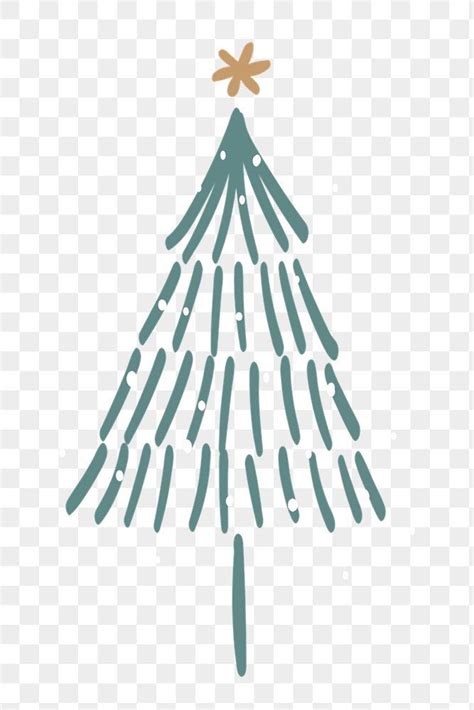 Christmas tree sticker png transparent, cute doodle clipart in green ...