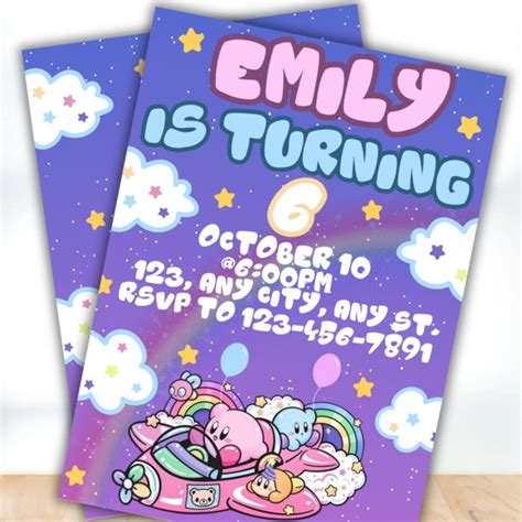 Kirby Paper Birthday Party Invitations - Etsy