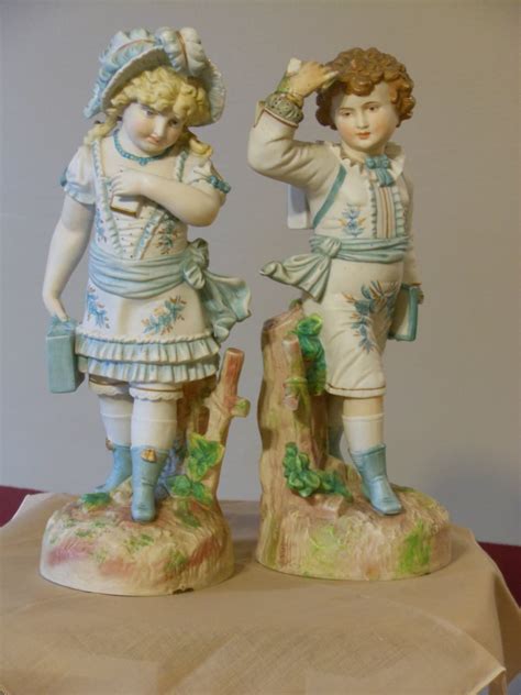 Antique Porcelain Bisque German Victorian Children Figurines