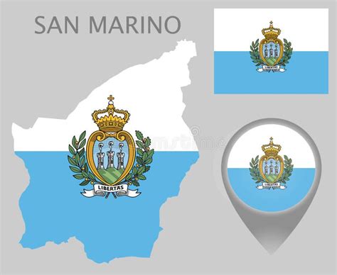 San Marino Flag, Map and Map Pointer Stock Vector - Illustration of ...