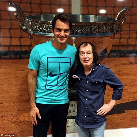 AC/DC's Angus Young meets Roger Federer at the French Open | Daily Mail Online