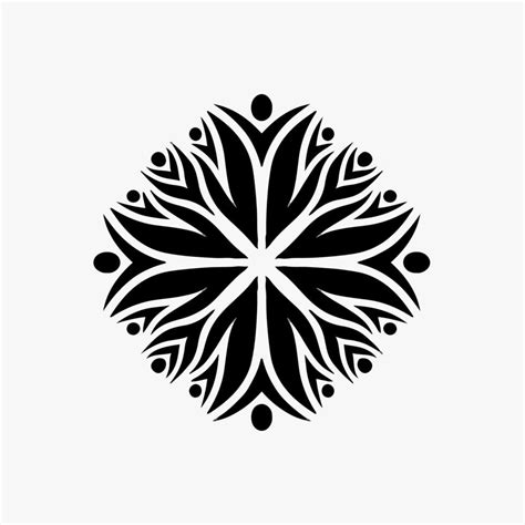 Black Mandala Tribal Flower Symbol Logo on White Background. Stencil ...