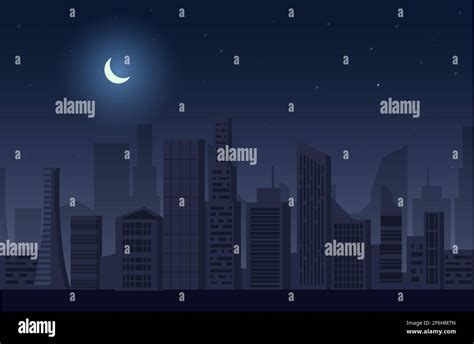 Night city blackout, vector illustration. Cityscape skyscraper ...