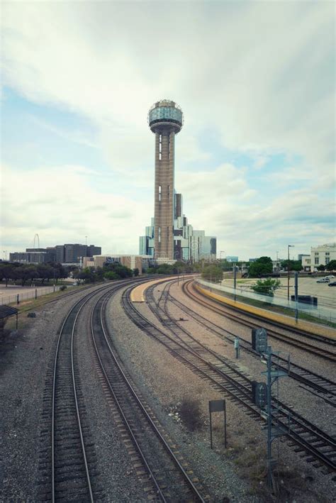 Dallas, TX Skyline At Night With Reunion Tower Stock Photo - Image of ...