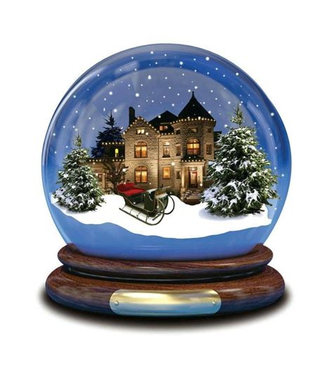 Snowglobe with house & sleigh in snowy yard | Christmas snow globes ...