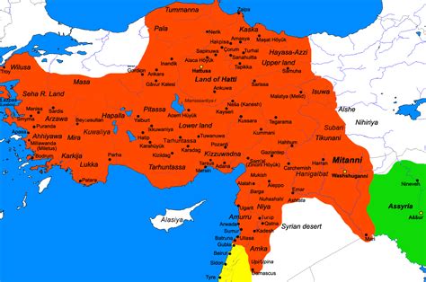 C1W4 Map of the Hittite Empire, Luwian region shown on western part of map | Historical timeline ...