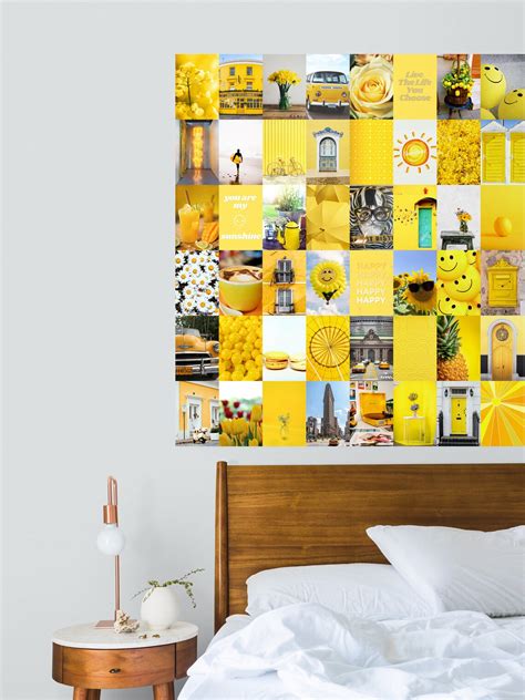 Yellow Collage Kit, Yellow Aesthetic Wall Collage Kit, Photo Collage Kit, Teen Girl Dorm Room ...