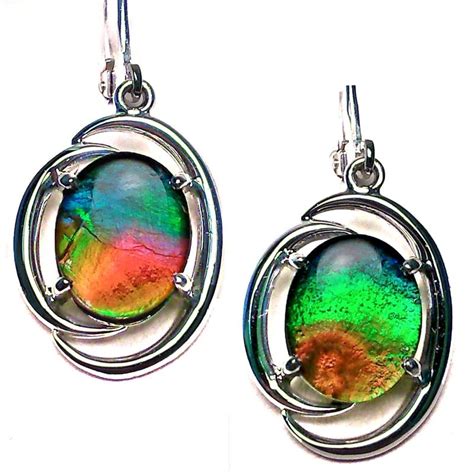 A Grade Ammolite Drop Earrings - Alaska Jewelry