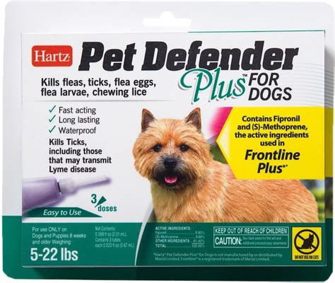 Discontinued - HARTZ Pet Defender Plus Flea Treatment for Dogs 5-22 lbs, 3 treatments - Chewy.com