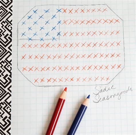 American Flag Cross Stitch on a Cane Side Table with Yarn!