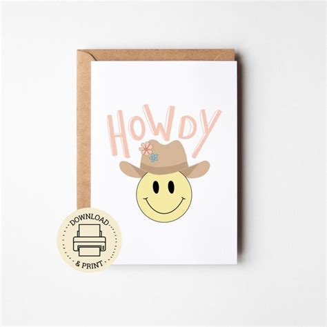 Howdy Greeting Card Printable Card Digital Download - Etsy