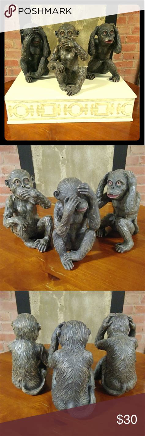 SOLD🎉| Three (3) Wise Monkey Statues | Monkey statue, Statue, Wise monkeys