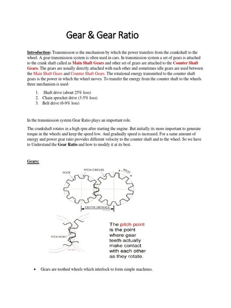 Gear & Gear Ratio | PDF | Transmission (Mechanics) | Gear