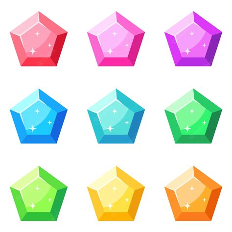 Premium Vector | Set of gems in flat style isolated