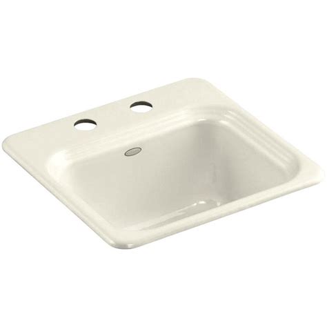 KOHLER Northland Almond 2-Hole Cast Iron Drop-in Commercial/Residential ...