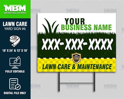 Lawn Care Yard Signs Personalized Landscaping Entrepreneur Custom Yard Signs Digital File Only ...