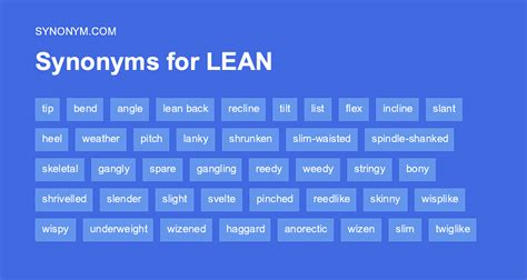 Another word for LEAN > Synonyms & Antonyms