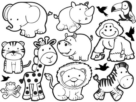 ANIMALS JUNGLE CLIPART safari zoo cute friends Silhouette kids | Etsy ...