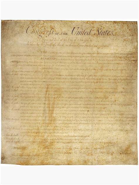 "Original United States Constitution Bill of Rights December 15, 1791" Art Print by allhistory ...